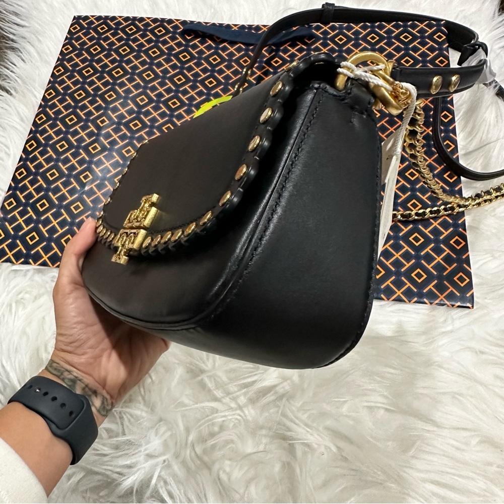 NWT Tory Burch Britten Gold Studded Black Convertible Crossbody Shoulder Bag - Picture 6 of 9